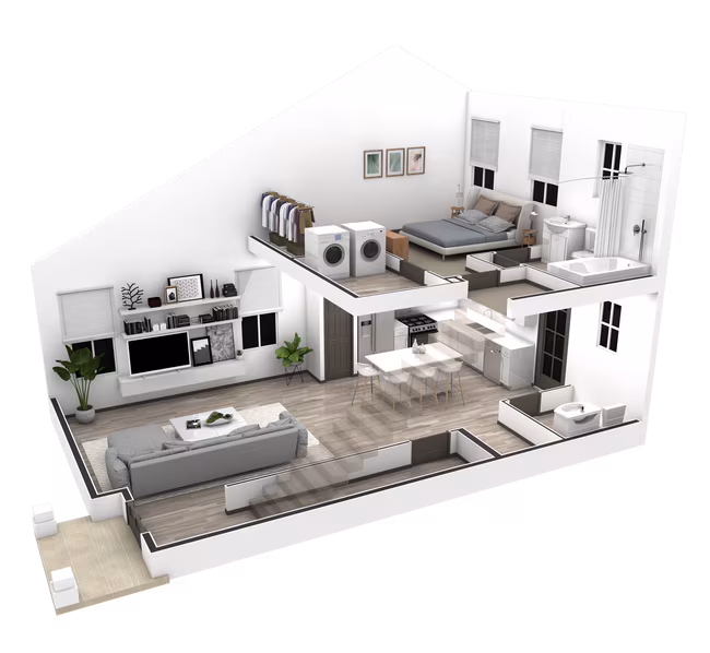 1BR  Vista Triplex 1040 floor plan